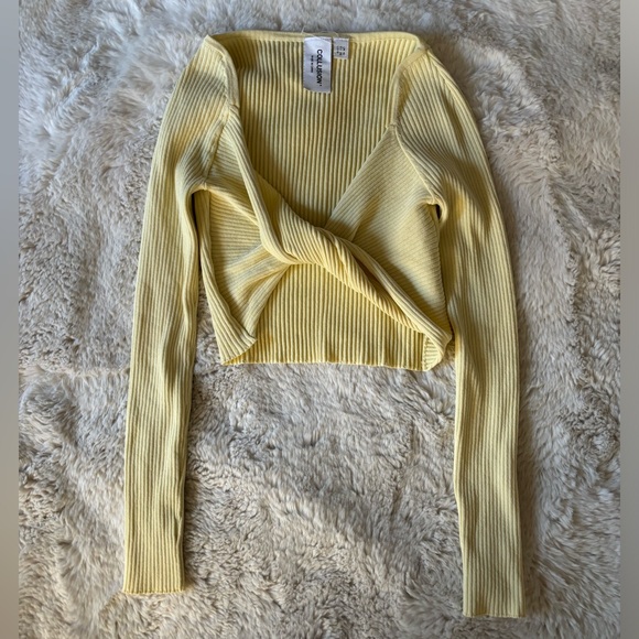 ASOS Tops - Cotton On Twist-Front Rib Knit Long Sleeve Top - Yellow